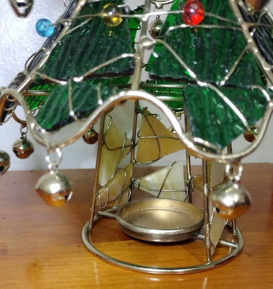 Stained Glass Christmas Tree tea light CANDLE HOLDER - Picture 4 of 8